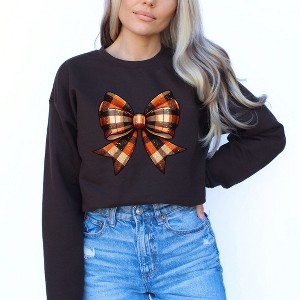 Simply Sage Market Women's Graphic Sweatshirt Coquette Fall Plaid - 1 of 4