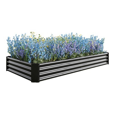 AZL1 Life Concept Planters Metal Raised Garden Bed Kit with Reinforced Construction for Outdoor Planting, Black, 91.34"*44.69"*11.81"