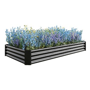 AZL1 Life Concept Planters Metal Raised Garden Bed Kit with Reinforced Construction for Outdoor Planting, Black, 91.34"*44.69"*11.81" - 1 of 4