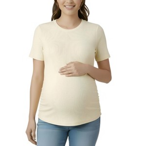 Women's Women's Crew Neck Side-Ruched Maternity Short Sleeve Top | Motherhood Maternity - 1 of 3