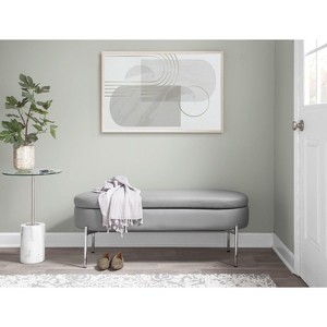 Airsurfer Contemporary/Glam Storage Bench in Chrome Metal and Grey Faux Leather - 1 of 4