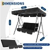 3-Person Patio Swing Chair with Adjustable Canopy, Outdoor Glider Lounge Chair for Porch, Garden, or Backyard - 2 of 4