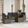 vidaXL 6 Piece Patio Sofa Set with Cushions - Gray Poly Rattan - 2 of 4