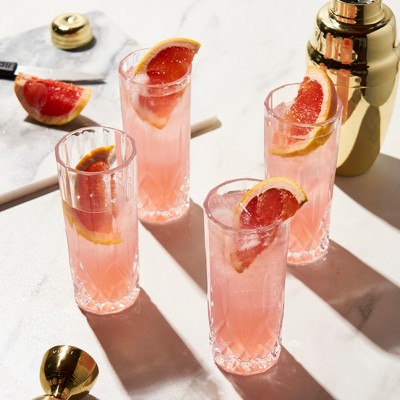 Admiral Cut Crystal Tall Highball Glasses Set of 4