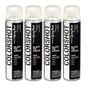 Colorshot Spray Paint Satin Black Tie Affair 10oz 4pk Value Set Black: Exterior Acrylic Paint & Primer, 10000 Sq Ft Coverage - 1 of 4
