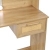 NicBex Vanity Desk with Mirror Small Vanity with Mirror, Modern Wood Cosmetic Table Set with 3 Open Shelves and 1 Stool for Apartment - 2 of 4