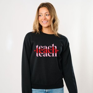 Simply Sage Market Teach Stacked With Hearts Sweatshirt - 1 of 4