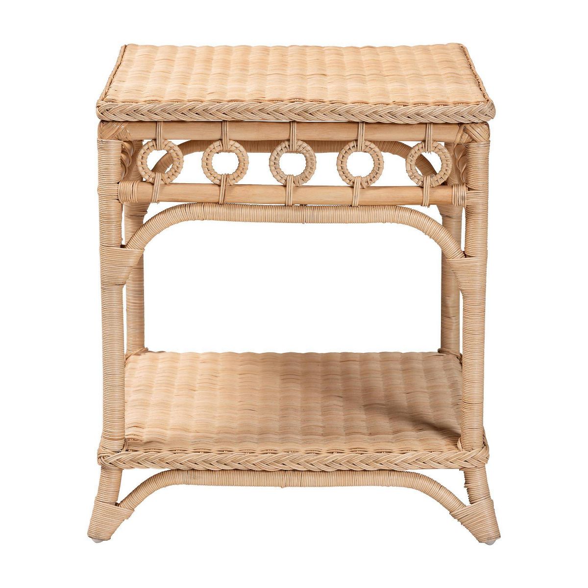bali & pari Oxford Braided Natural Rattan End Table with Shelf Natural Brown - thumbnail 2