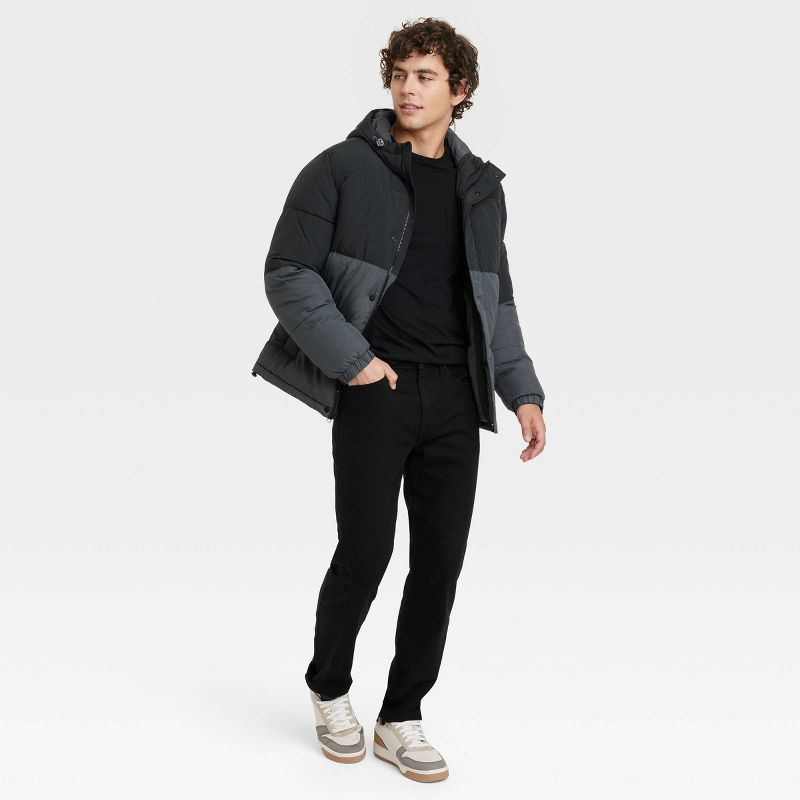 Men&#39;s Solid Midweight Puffer Jacket - Goodfellow &#38; Co&#8482; Black, 4 of 5