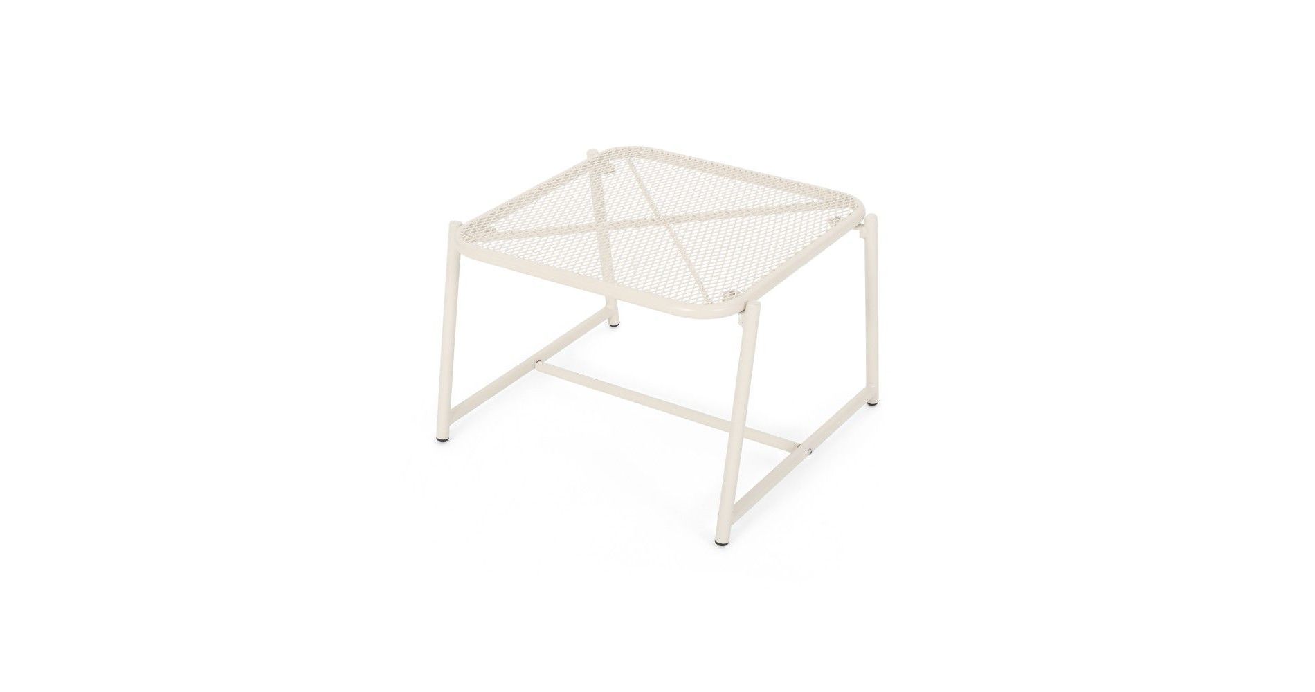 TUYOHW Iron Patio End Table,18 inch Modern Patio Side Table for Backyard,Pool, Indoor Companion,Durable and Rustproof,Rectangle,Matte White