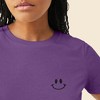 Dalix Smile Face Embroidered Soft Cotton Short Sleeve T Shirt Womens - 4 of 4