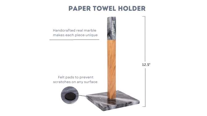 Lexi Home Marble Counter Embossed Paper Towel Holder - Mount Grey, 2 of 5, play video