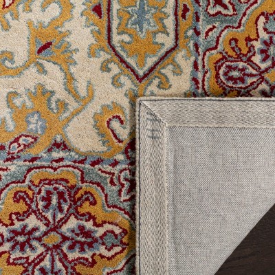 Ivory and Blue Hand-Tufted Wool and Cotton Area Rug
