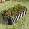 Rectangle Metal Raised Bed Garden,Metal Plant Pots Outdoor with Open Bottom Design,Garden Planter Boxes for Flowers,Vegetables-Coolbibila - 2 of 4
