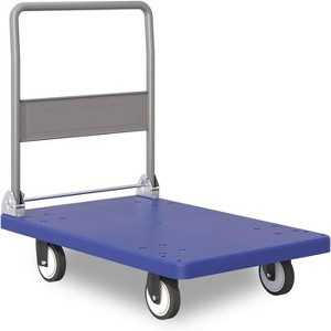 Heavy Duty Platform Hand Truck, 660Lbs Weight Capacity Portable Flat Bed Cart with 360 Swivel Wheels and Handle, Foldable Push Cart Dolly - 1 of 4