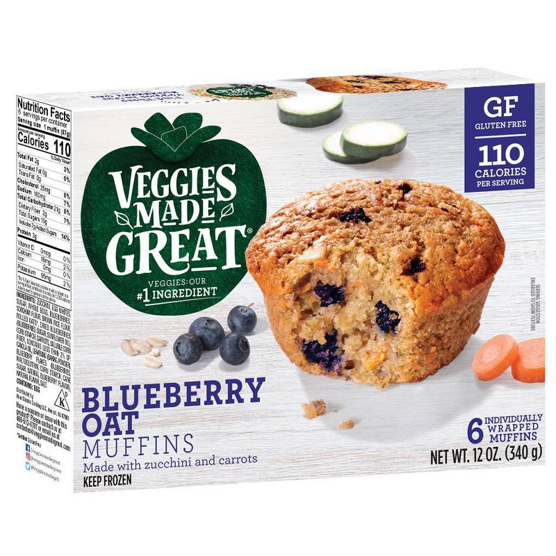 Garden Lites Gluten Free Veggies Made Great Frozen Blueberry Oat Muffins - 12oz/6ct, 1 of 10