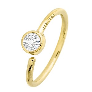 Jewelry Avalanche 20G 14K Gold Diamond Nose Hoop Ring, Bezel Set, 8mm Twist-open - 1 of 4