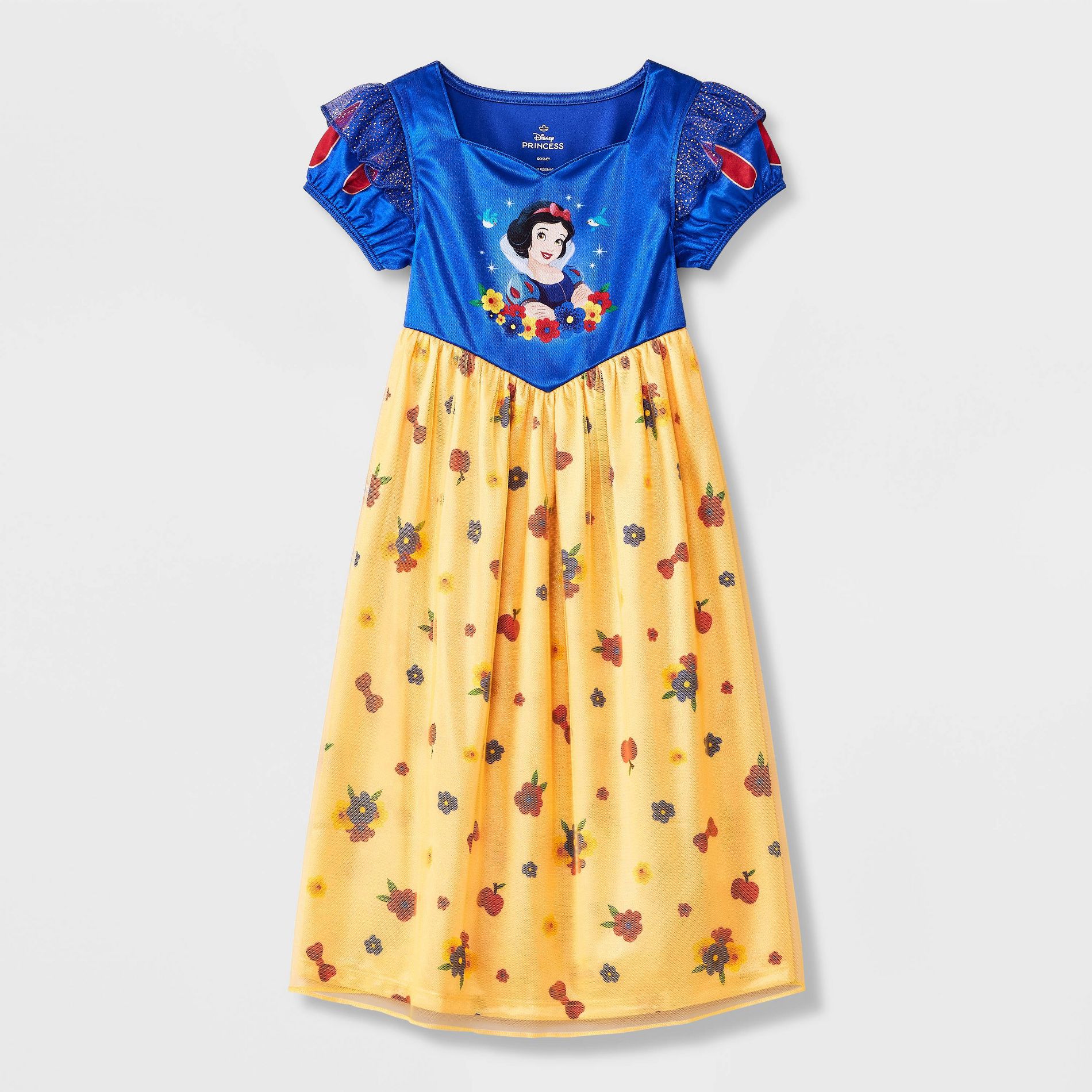 Toddler Girls' Disney Princess Snow White NightGown - Blue 2T: Flame-Resistant, Short Sleeve, Crew Neck, Machine Washable