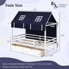 Costway Twin House Bed Solid Wood Playhouse Bed Low Loft Bed with Tent 2 Storage Drawers - 3 of 4