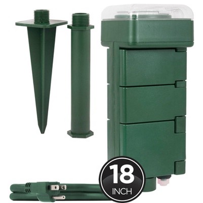 Philips 6 Grounded Outlet Heavy Duty Mechanical Yard Stake Timer Green
