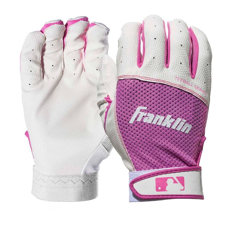 Franklin Sports Youth Tee ball Flex Series Batting Gloves - White/Pink - S, 1 of 3