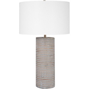Uttermost Rustic Table Lamp 28 1/2" Tall Frosted Pewter Gray Ceramic White Drum Shade for Living Room Bedroom House Bedside - 1 of 1