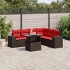 vidaXL 7 Piece Patio Sofa Set with Cushions Brown Poly Rattan - 2 of 4