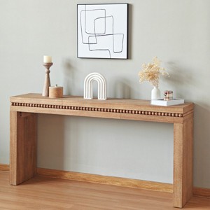 64" Modern Console Table with Decorative Beaded Trim, Elegant Entryway Table for Hallway, Living Room, or Home Office-Panipeachy - 1 of 4