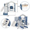 5-in-1 Kids Slide and Swing Set with Climbing Ladder, Basketball Hoop, Storage, Indoor Outdoor Play Center for Kids Gifts - 4 of 4
