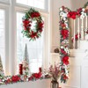 6FT Pre-Lit Christmas Garland with 20 Battery-Operated Lights & Timer - Festive Red & White Decor for Mantle & Table Centerpiece, Indoor/Outdoor - 2 of 4