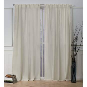 Set of 2 (96"x54") Faux Linen Slub Back Tab Light Filtering Window Curtain Panels Linen - Nicole Miller