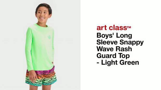 Boys&#39; Long Sleeve Snappy Wave Rash Guard Top - art class&#8482; Light Green, 2 of 5, play video