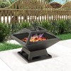 WELLFOR Square Fire Pit BBQ Portable Stove for Camping Bonfire Picnic Backyard Black - 4 of 4