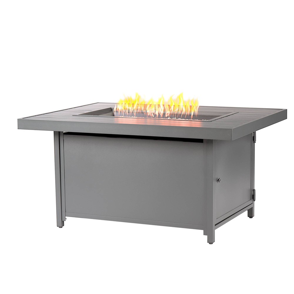 Oakland Living 48" x 36" 55000 BTUs Propane Rectangle Outdoor Fire Table Gray