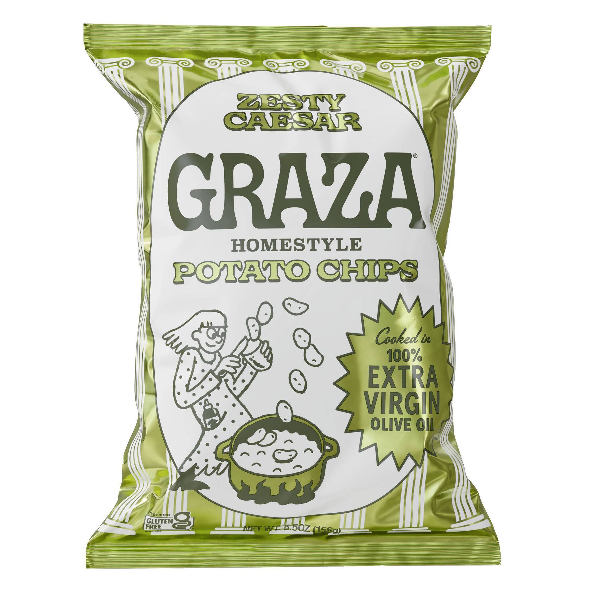 Graza Extra Virgin Olive Oil Zesty Caesar Potato Chips Bag - 5.5oz