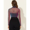INSPIRE CHIC Women's Sheer Stand Collar Zip Up Shiny Cropped Jacket - 4 of 4