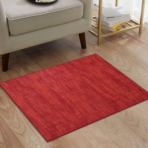Solid Modern Washable Low Pile Area Rug with Rubber Backing - 1 of 4