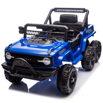 12V Kids Ride-On Electric Jeep Car, 6-Wheel 4 Motors Ride-On UTV W/Remote, LED, Music & Bluetooth, USB, MP3 & Microphone Ports, Slow Start