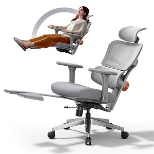 Newtral NT002 Ergonomic Office Chair with Footrest - 4D Armrest Recliner Chair-Gray - 1 of 4