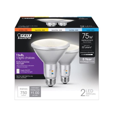 Feit Electric Enhance PAR 30 E26 (Medium) LED Bulb White 75 Watt Equivalence 2 pk