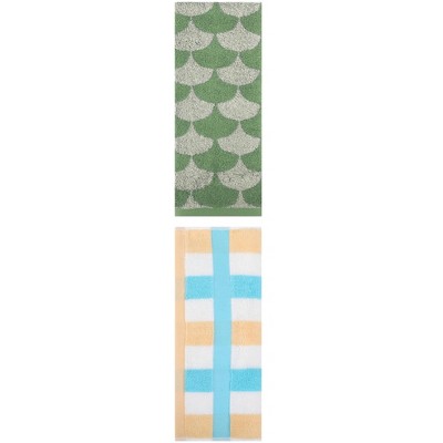 REGALWOVEN Geometric Cotton Soft Absorbent Decorative Hand Towel Set for Bathroom 13" x 29" 2 Pcs