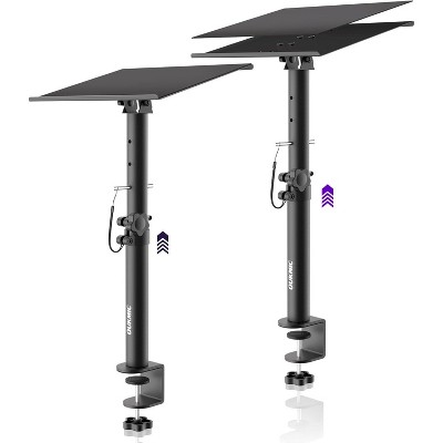 Studio Monitor Stands Clamp On Desktop Speaker Stand Pair, Heavy Duty Riser Tilt Height Adjustable
