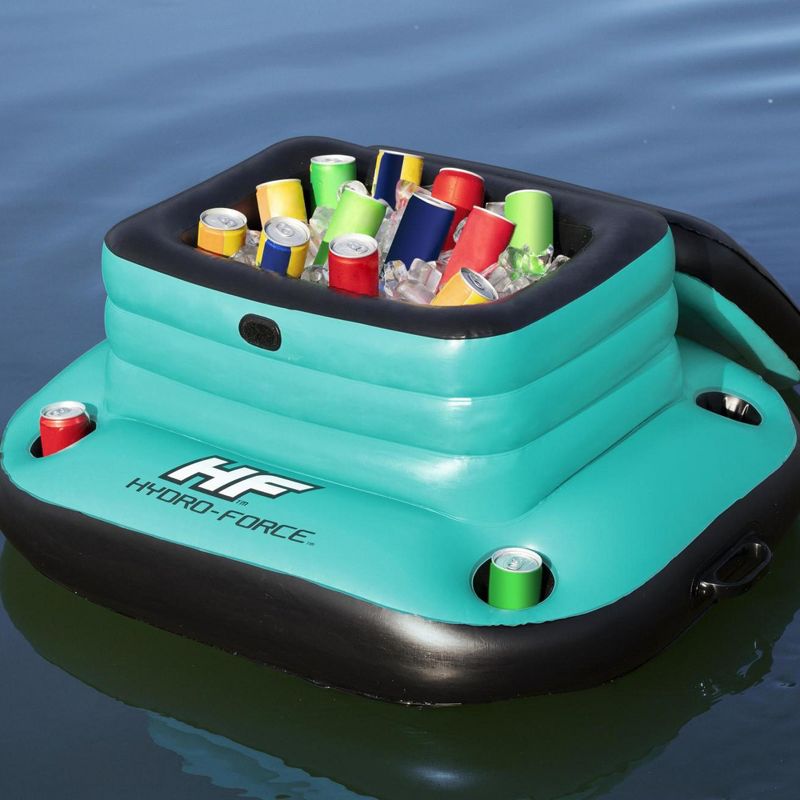 Bestway Hydro-Force Glacial Sport 9.43 Gallon Vinyl Inflatable Floating Cooler with Integrated Cupholders for Pools, Beaches, and Lakes, Teal, 4 of 8