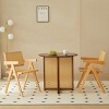 FURNIinspire Dining Chairs Set Of 2 Retro Dining Chair, Wood Rattan Accent Chairs Vintage Dining Room Chair, Arm Chairs, Brown, 21.65"*20.08"*32.68" - 2 of 4