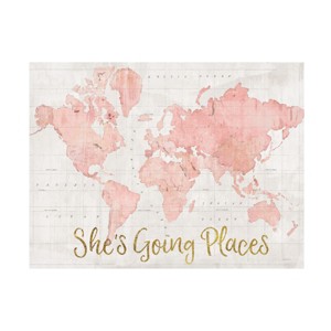 Sue Schlabach Across The World Shes Going Places Pink Outdoor Canvas Art - 1 of 4