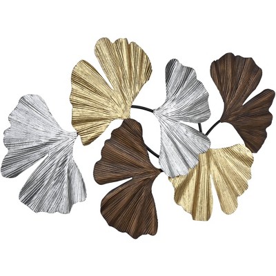 Metallic Leaves Textured Metal Wall Sculpture
