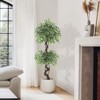 Artificial Ficus Tree for Home Decor Indoor,Faux Floor Tree White Imitation Ceramic Planter, Indoor Outdoor Lifelike Fake Ficus Tree with Pebbles - 4 of 4