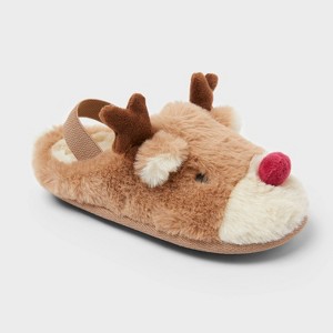 Toddler Reindeer Scuff Slippers - Wondershop™ Brown - 1 of 3