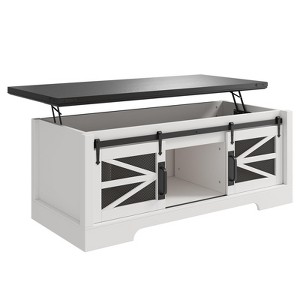 Lift Top Coffee Table with Storage, Sliding Barn Door & Large Hidden Compartment,Farmhouse Dining Table - 1 of 4