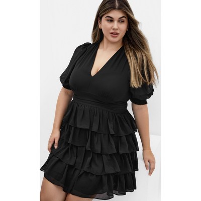 Women's Plus Size Kailey Short Sleeve Dress - black | CITY CHIC